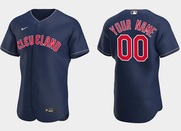 Men's Cleveland Indians ACTIVE PLAYER Custom Navy Stitched Jersey